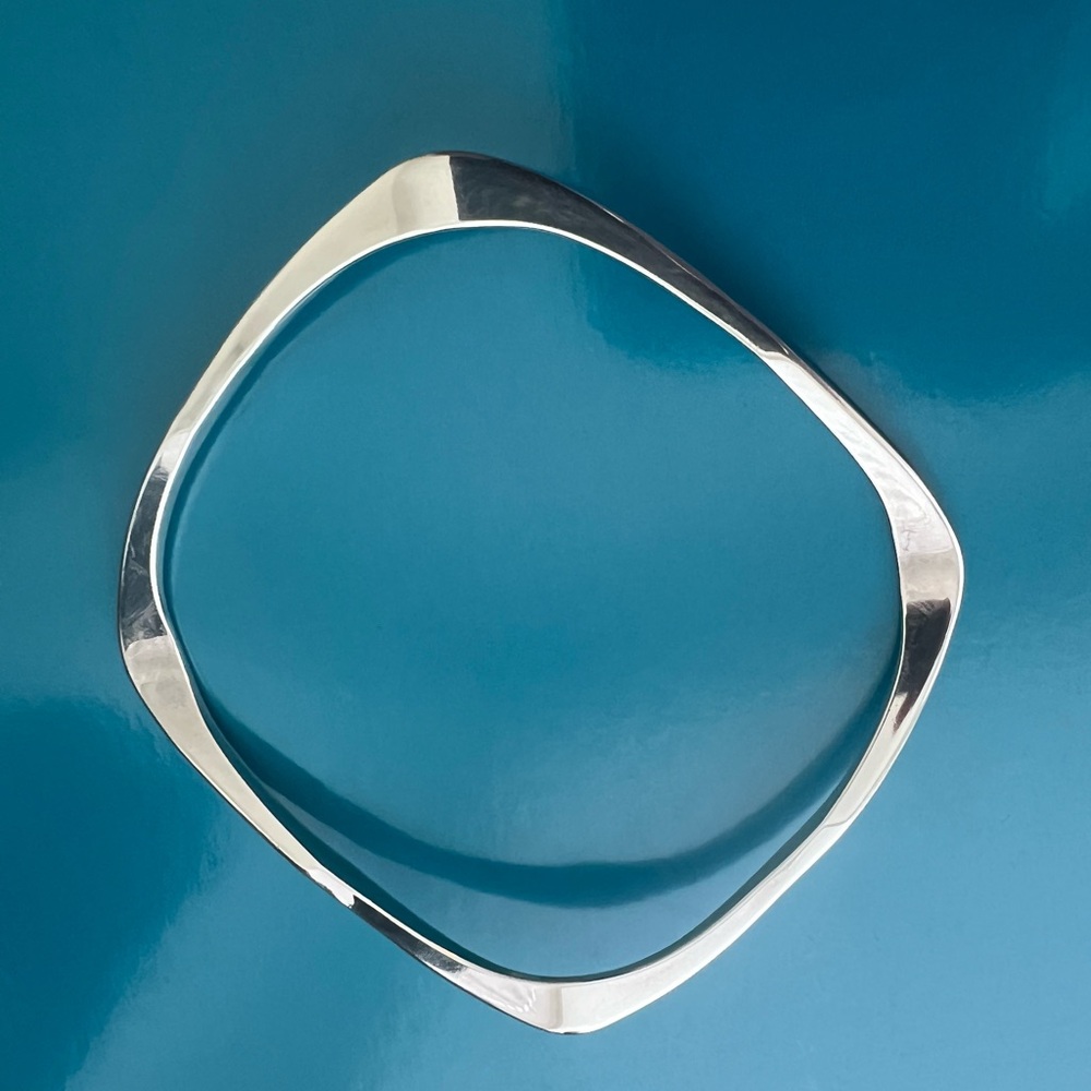 Silver Geometric Bangle Bracelet